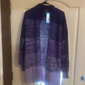 Purple Gradient Women's Cardigan Sweater